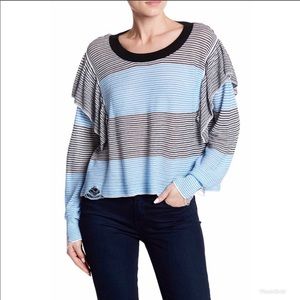 Gently used Wildfox striped ruffle sweater SZ S